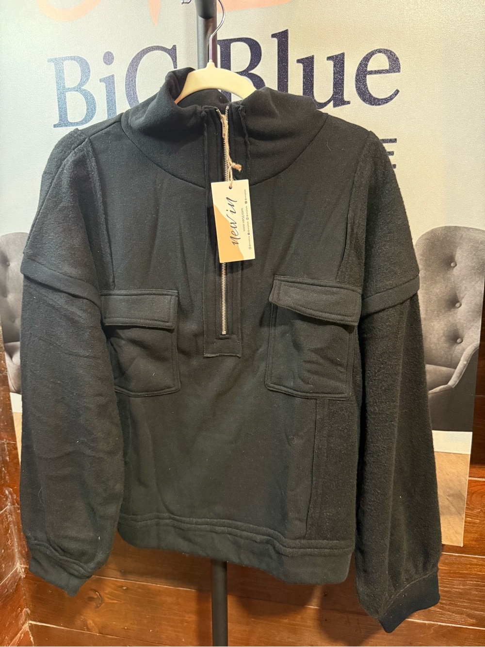 Men's Black Half-Zip Utility Sweater -